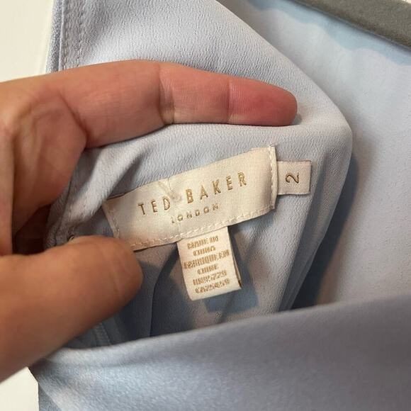 Ted Baker Ardenia Light Blue Ruffle High Slit Maxi Dress Gown - Picture 9 of 12